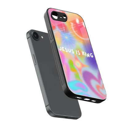 Jesus Is King sleek iphone 17e cover with tempered glass back and TPU edges