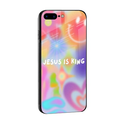 Jesus Is King sleek iphone 8 plus cover with tempered glass back and TPU edges