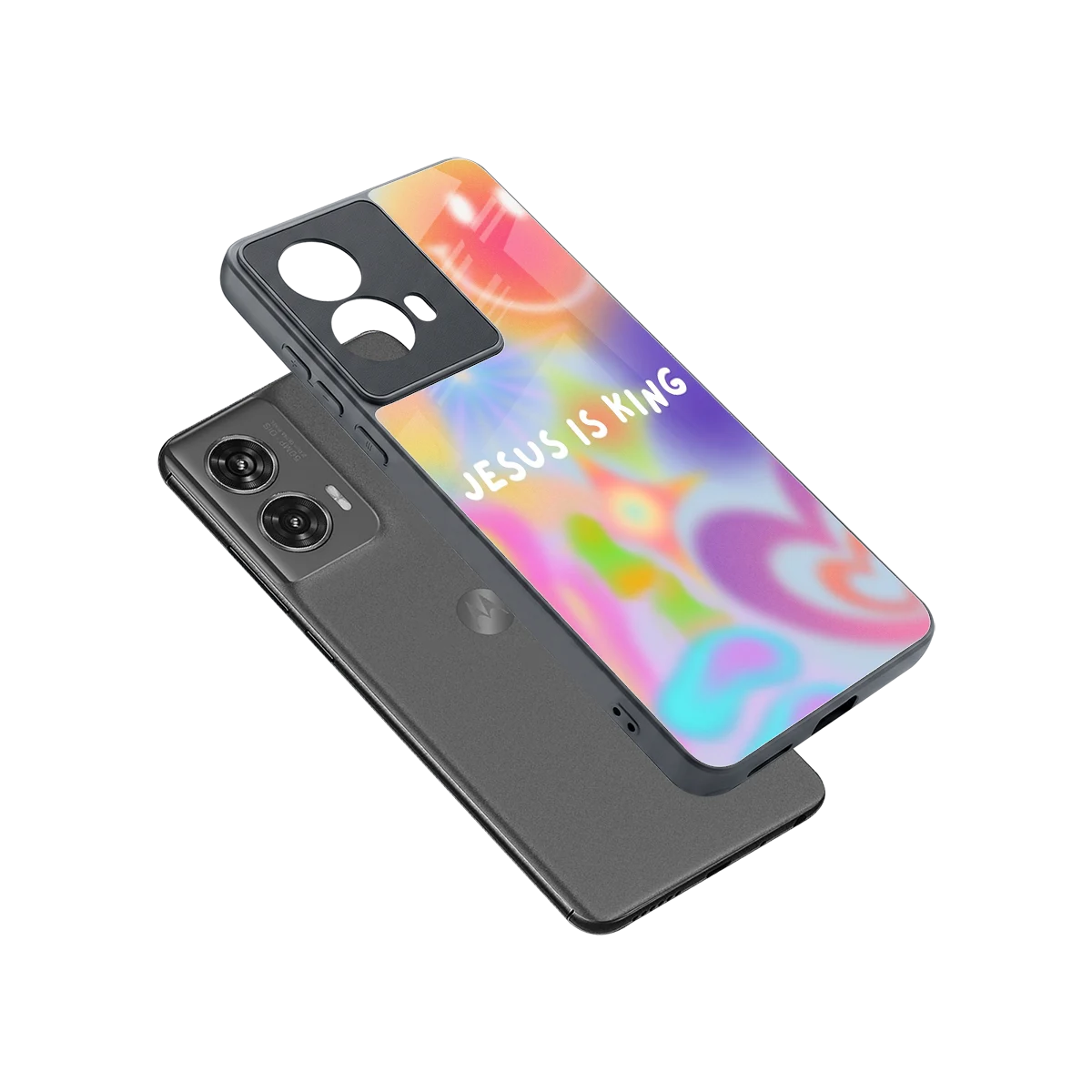 Jesus Is King sleek motorola edge 50 fusion cover with tempered glass back and TPU edges