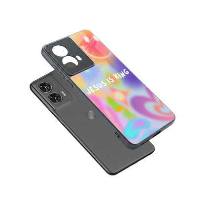 Jesus Is King sleek motorola edge 50 fusion cover with tempered glass back and TPU edges