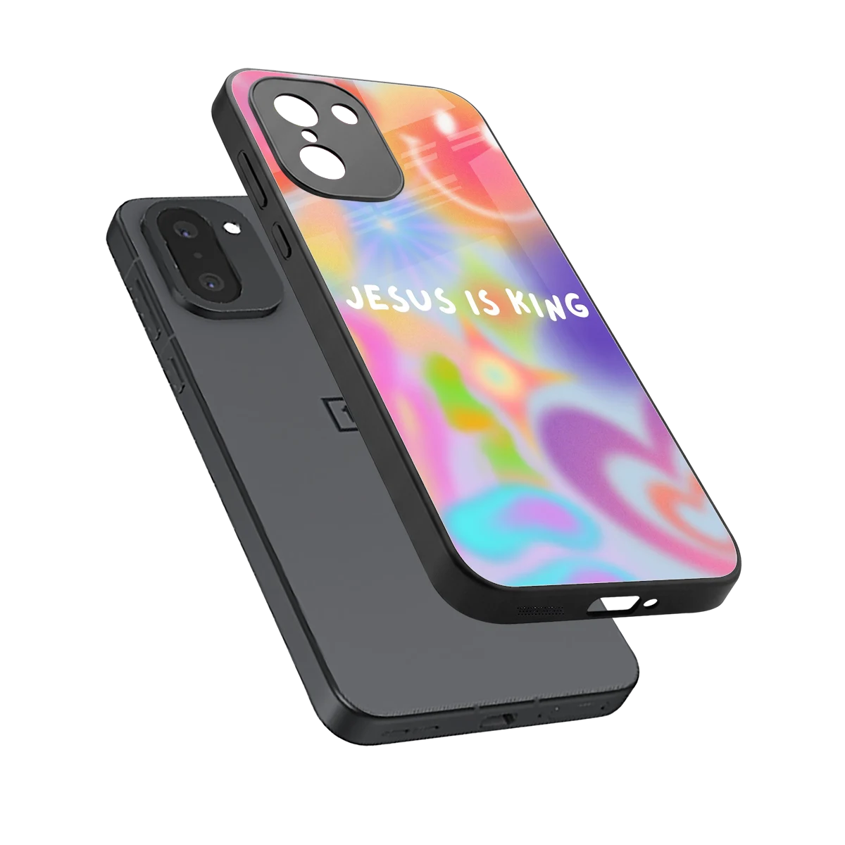 Jesus Is King sleek oneplus 15r cover with tempered glass back and TPU edges