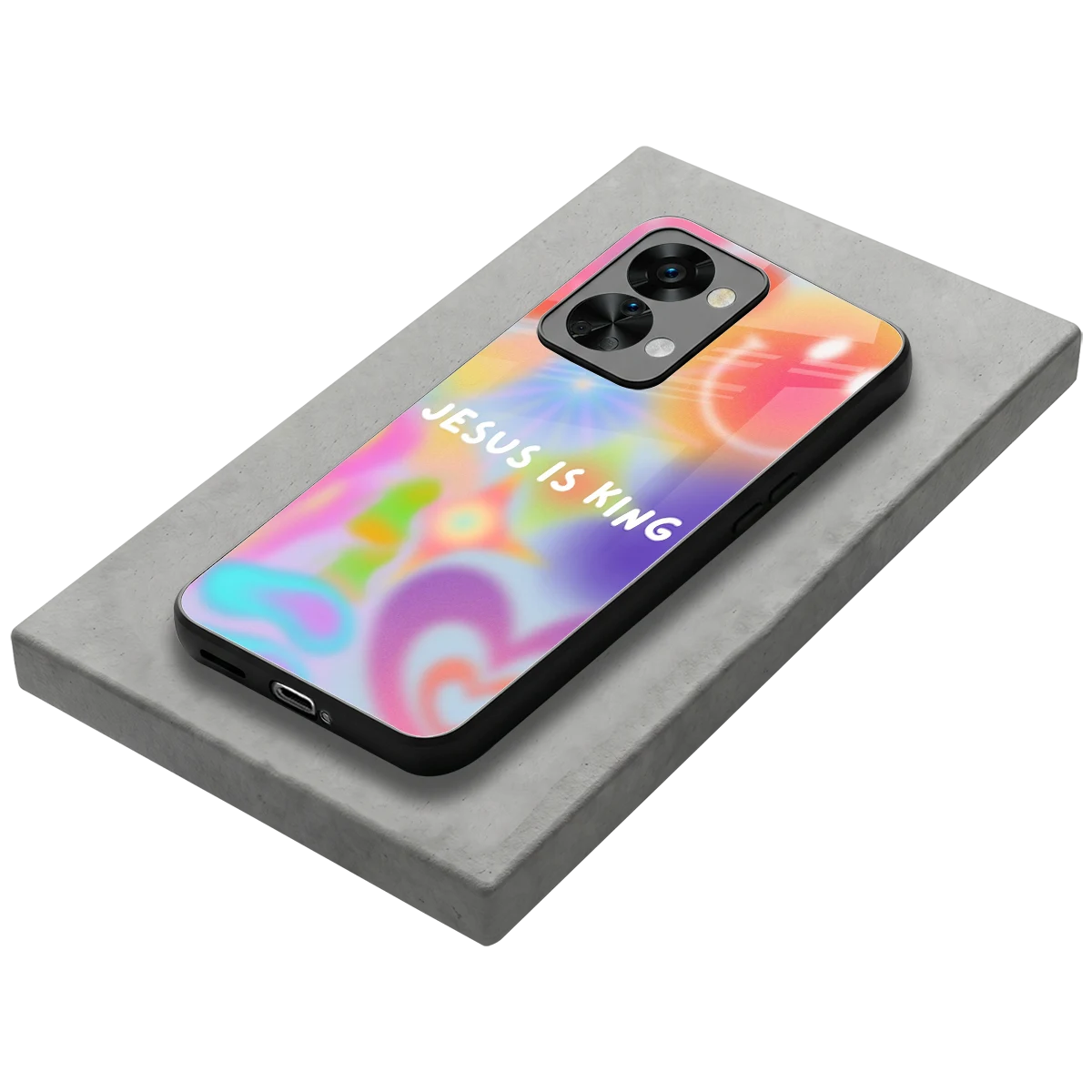 Jesus Is King stylish phone case for oneplus nord 2t | glossy glass and slim fit