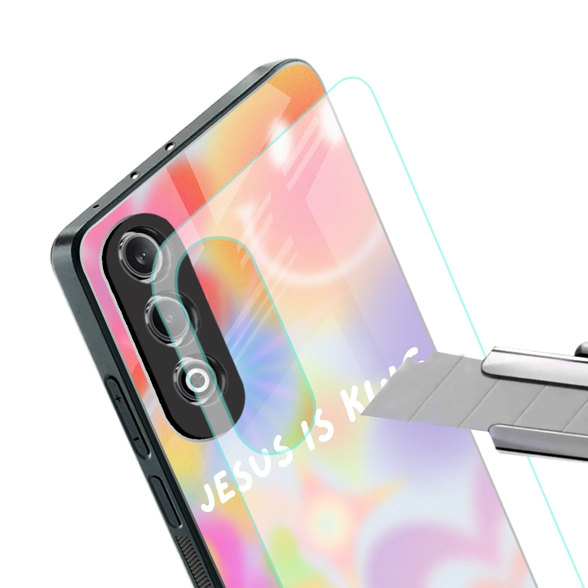 Jesus Is King stylish phone case for oneplus nord ce 4 | glossy glass and slim fit