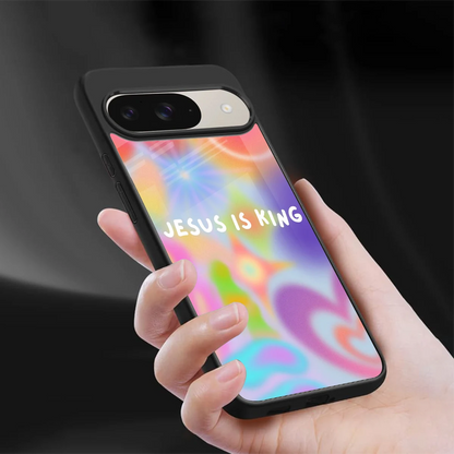 Jesus Is King sleek google pixel 9 cover with tempered glass back and TPU edges