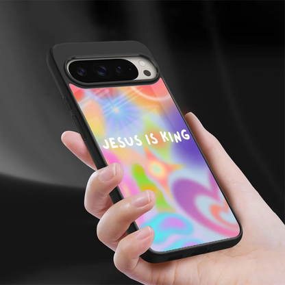 Jesus Is King sleek google pixel 9 pro cover with tempered glass back and TPU edges