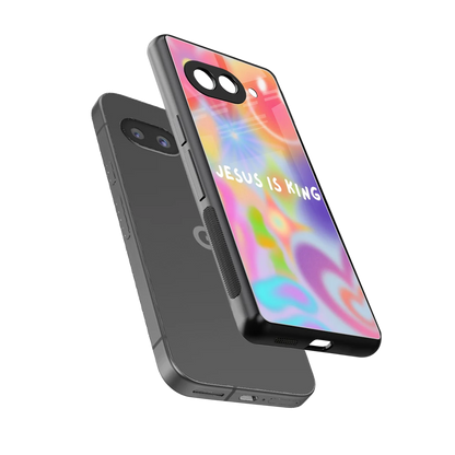 Jesus Is King sleek google pixel 10a cover with tempered glass back and TPU edges