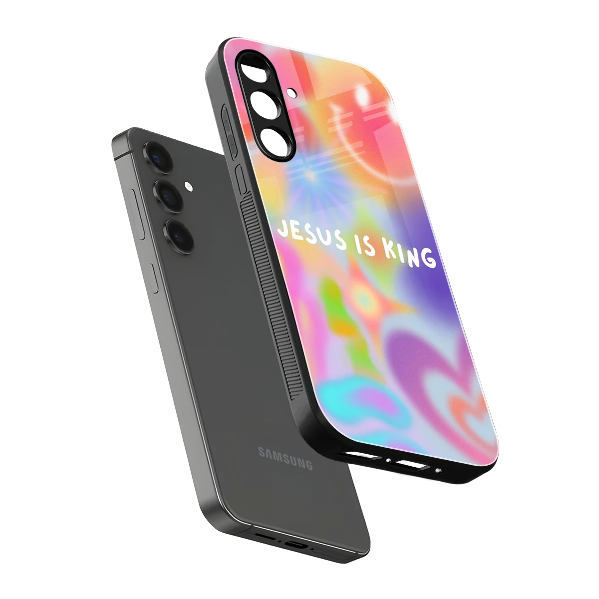 Jesus Is King sleek samsung galaxy a55 5g cover with tempered glass back and TPU edges