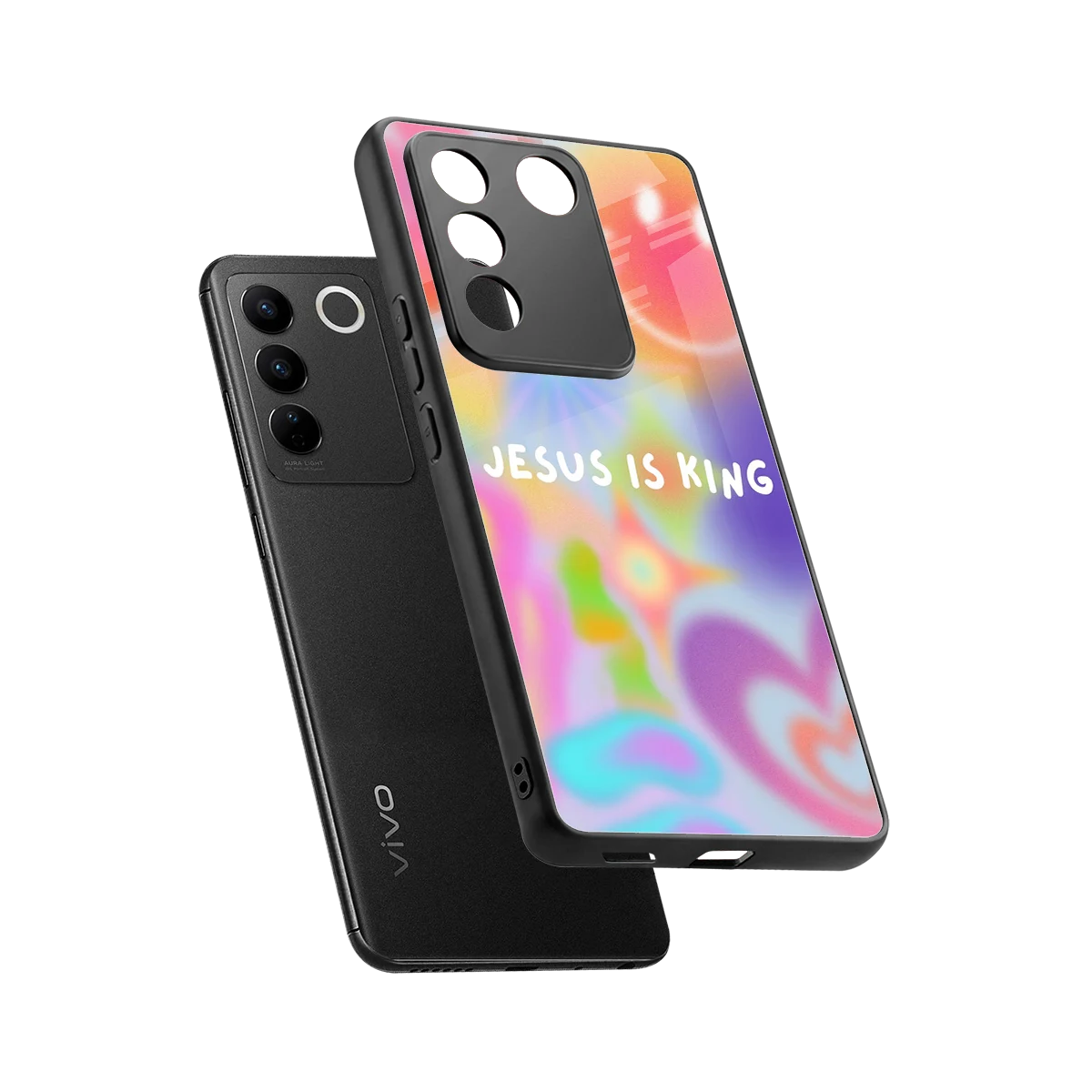 Jesus Is King sleek vivo v27 5g cover with tempered glass back and TPU edges
