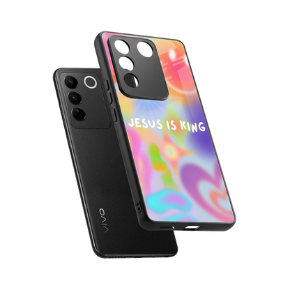 Jesus Is King sleek vivo v27 5g cover with tempered glass back and TPU edges