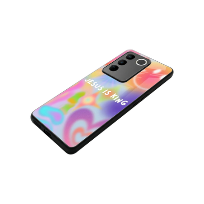 Jesus Is King stylish phone case for vivo v27 5g | glossy glass and slim fit