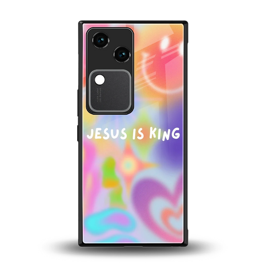 Jesus Is King back phone cover | glass case for vivo v30