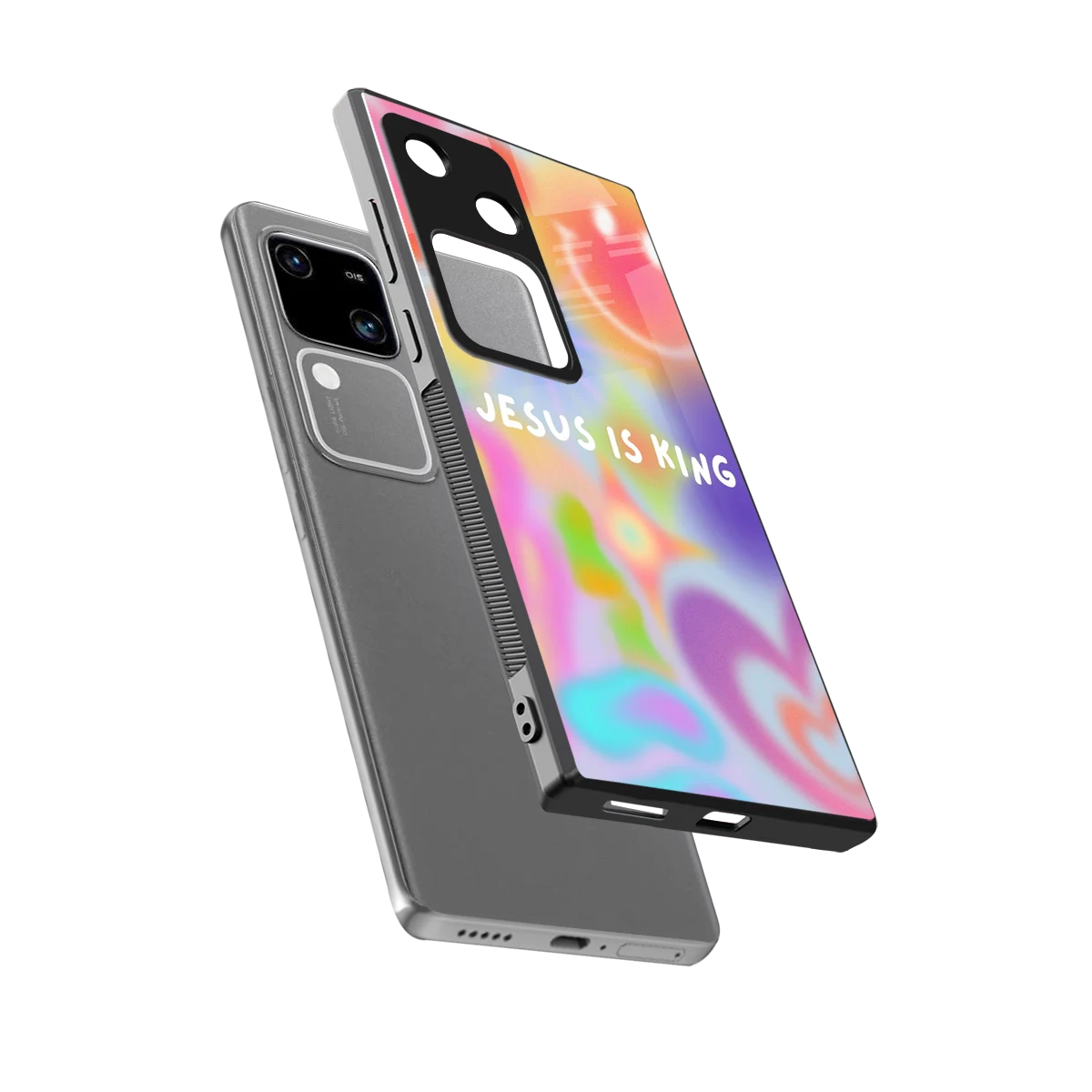 Jesus Is King sleek vivo v30 cover with tempered glass back and TPU edges