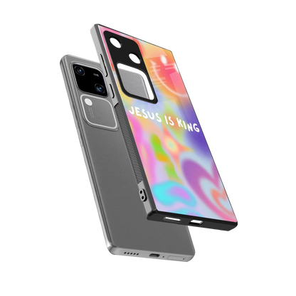 Jesus Is King sleek vivo v30 cover with tempered glass back and TPU edges