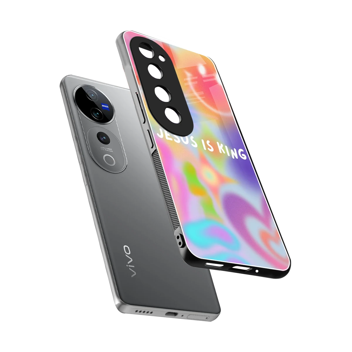 Jesus Is King sleek vivo v40 pro cover with tempered glass back and TPU edges