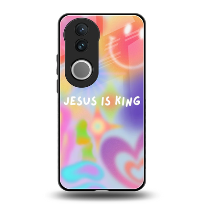 Jesus Is King back phone cover | glass case for vivo v50