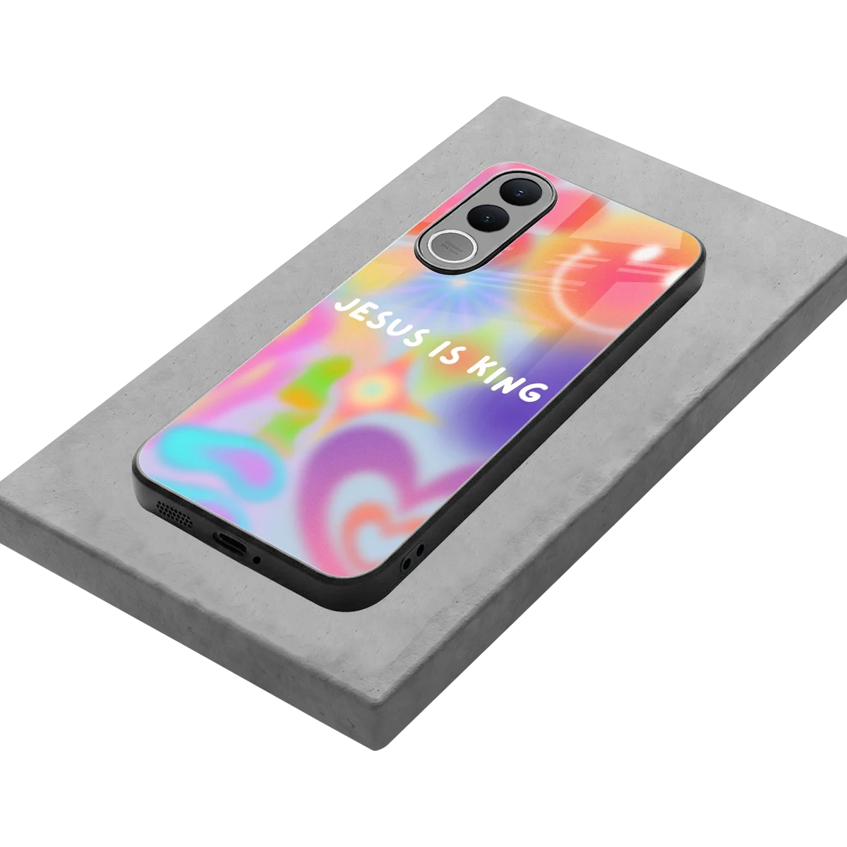 Jesus Is King stylish phone case for vivo v70 fe | glossy glass and slim fit