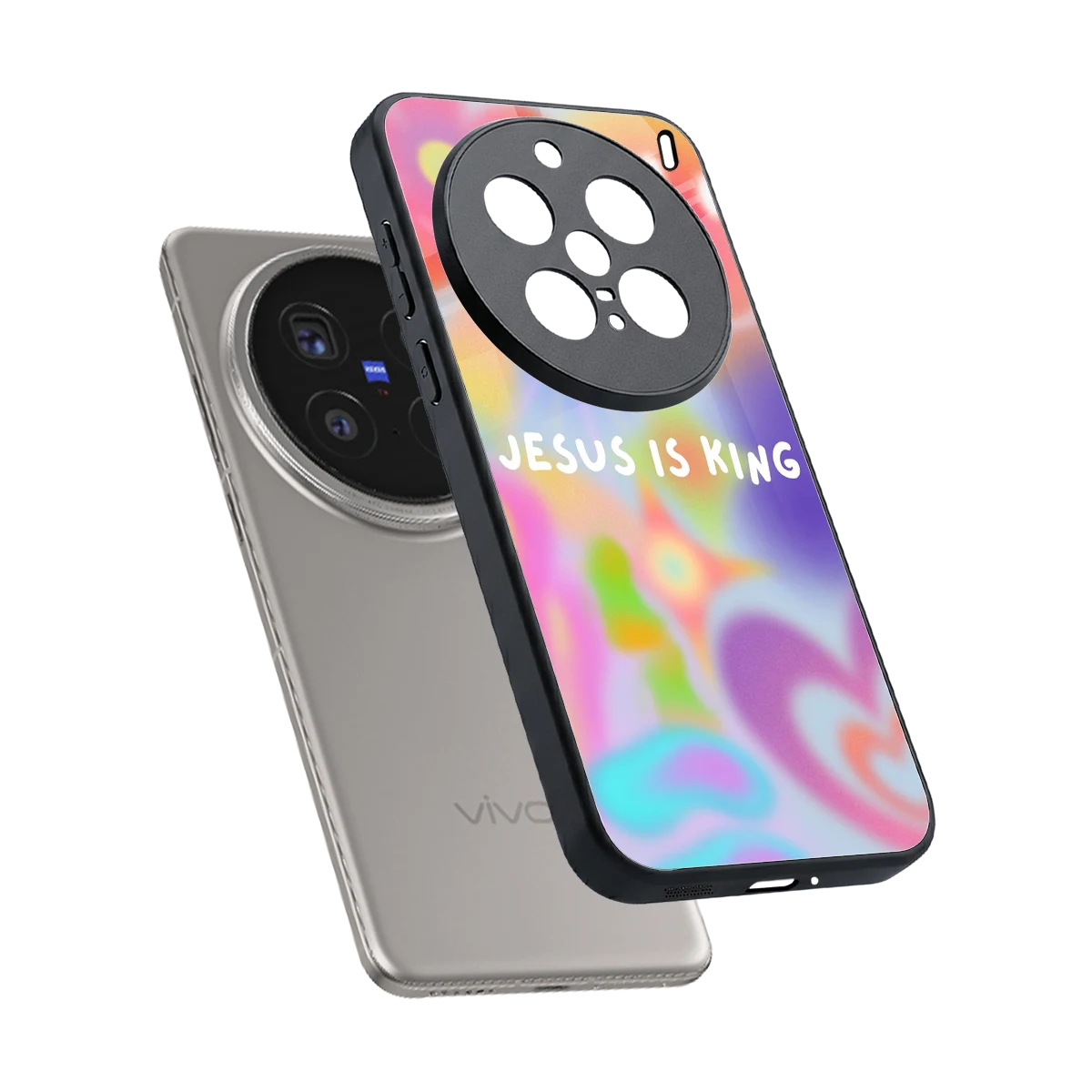 Jesus Is King sleek vivo x200 pro cover with tempered glass back and TPU edges