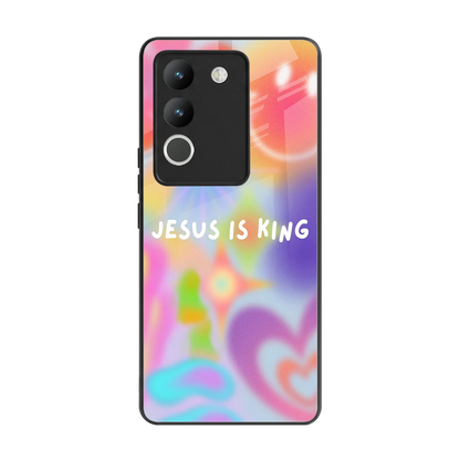 Jesus Is King back phone cover | glass case for vivo y200 5g