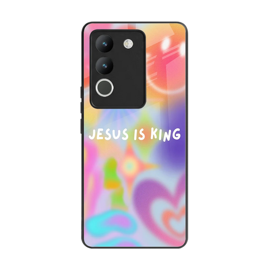 Jesus Is King back phone cover | glass case for vivo y200 5g