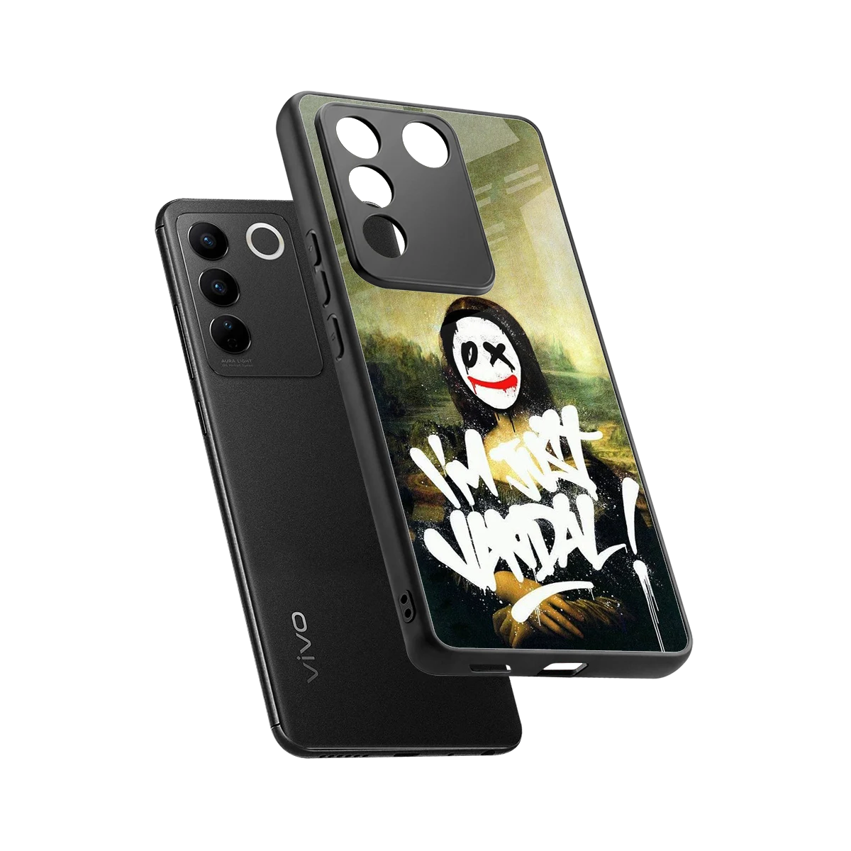 Joker Lisa sleek vivo v27 5g cover with tempered glass back and TPU edges
