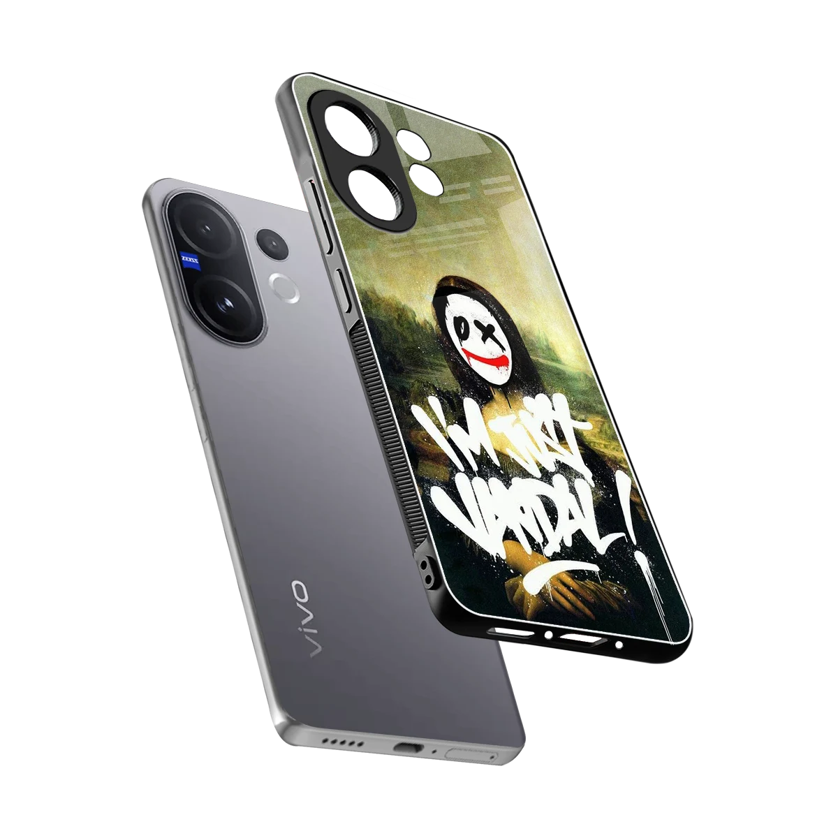 Joker Lisa sleek vivo v60 cover with tempered glass back and TPU edges