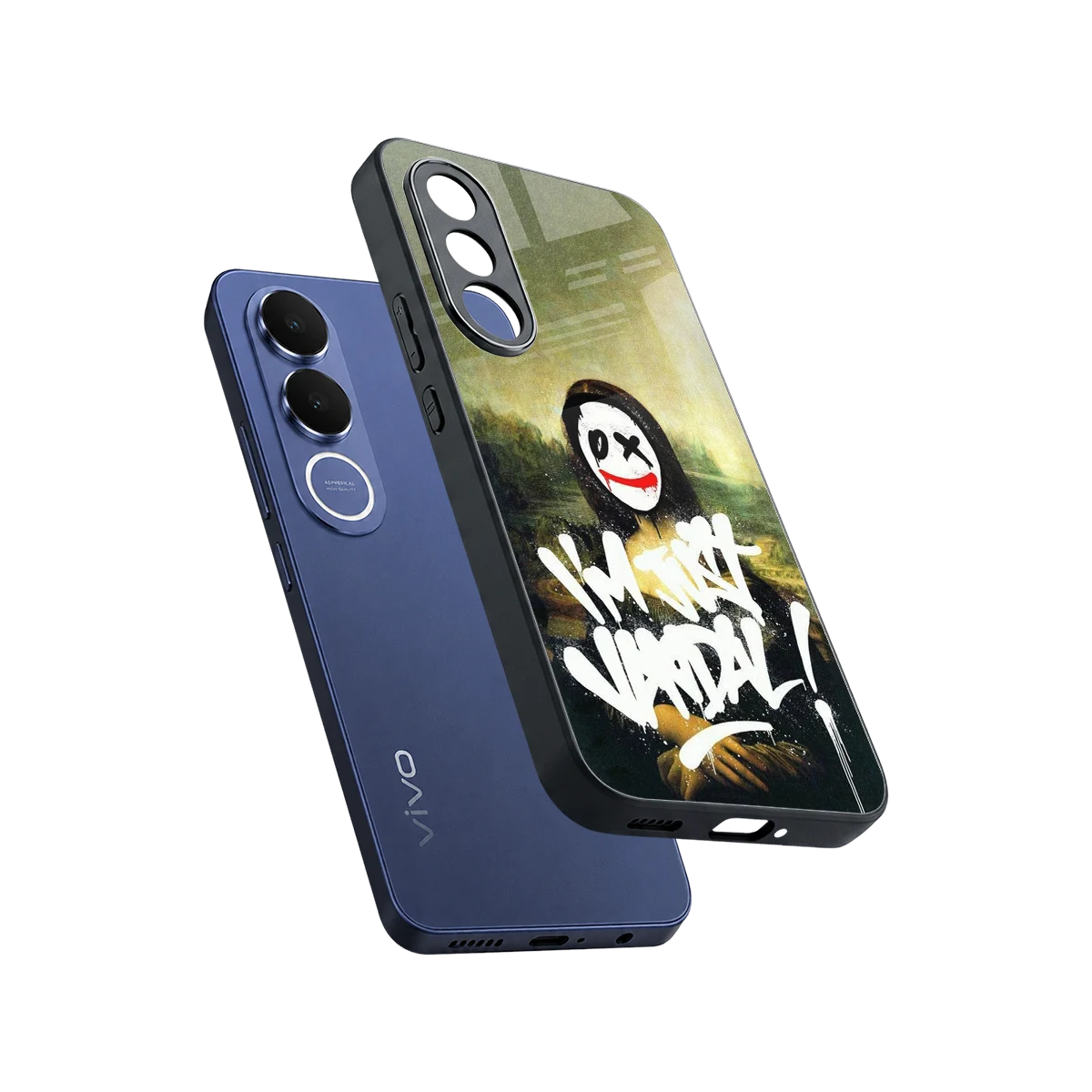 Joker Lisa sleek vivo v70 fe cover with tempered glass back and TPU edges