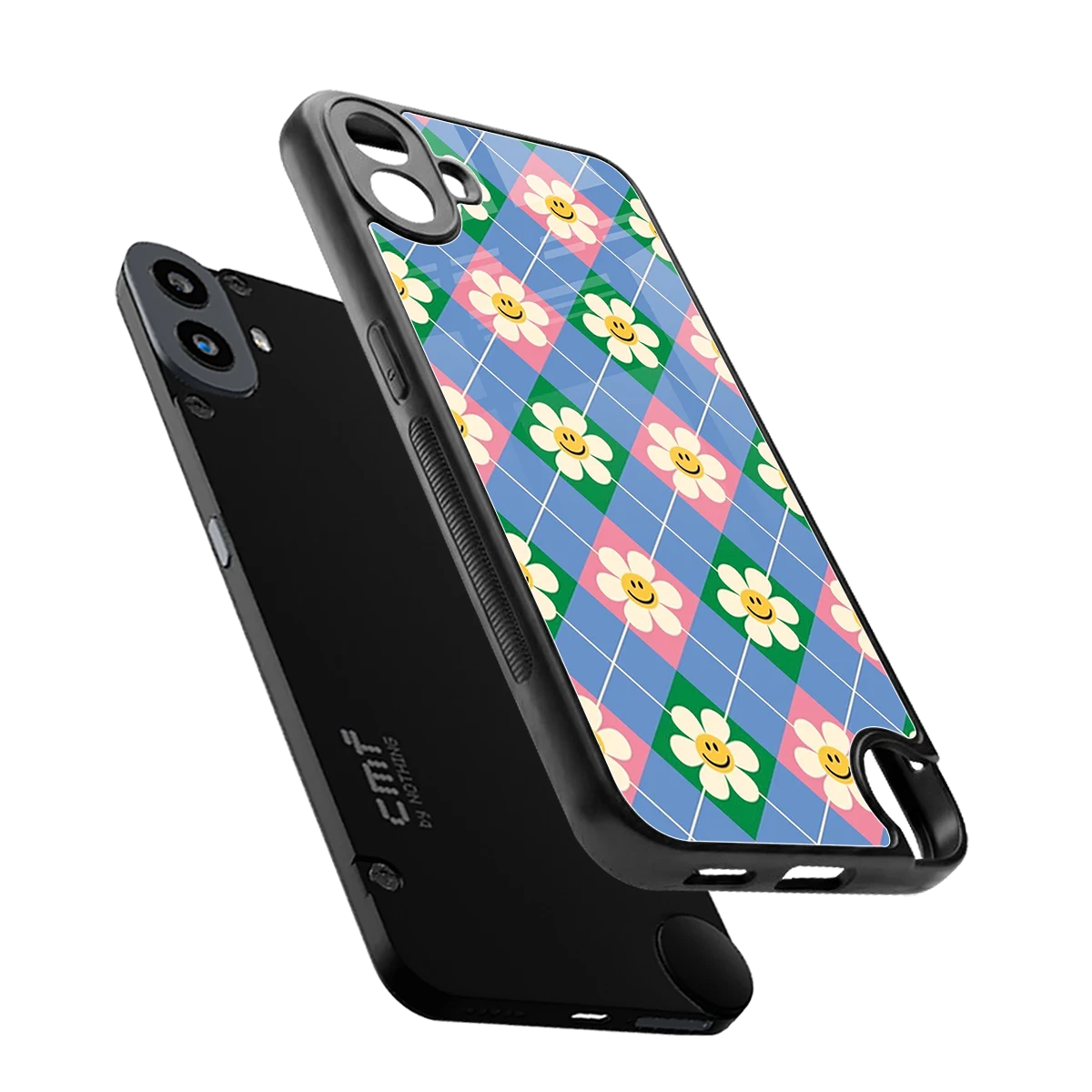Joy Petals sleek cmf nothing phone 1 cover with tempered glass back and TPU edges