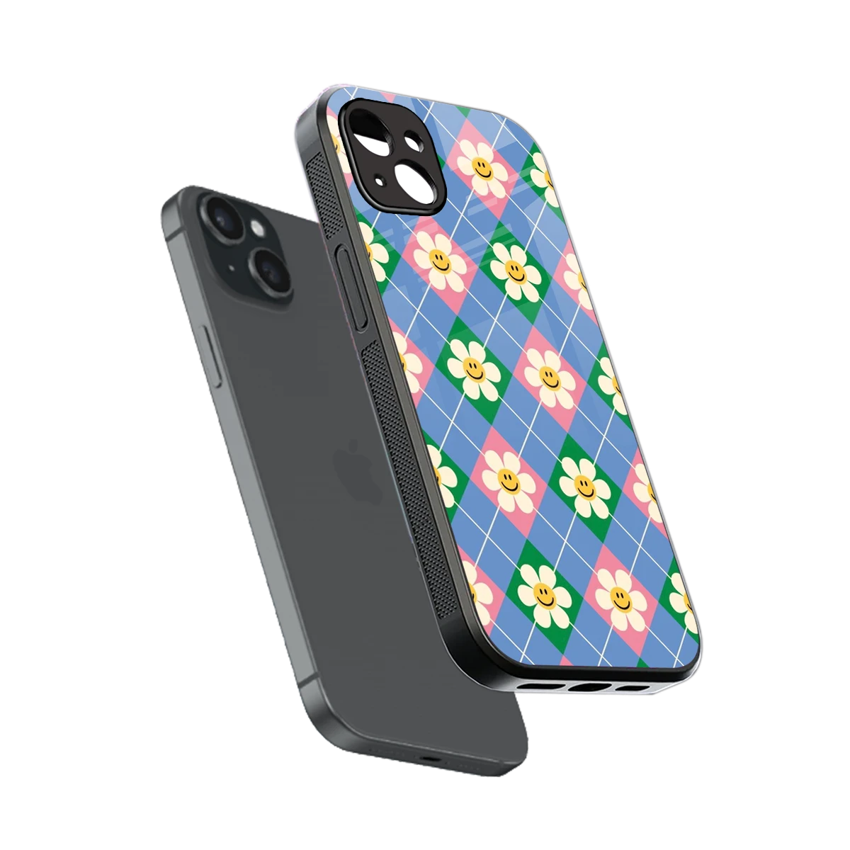 Joy Petals sleek iphone 14 plus cover with tempered glass back and TPU edges