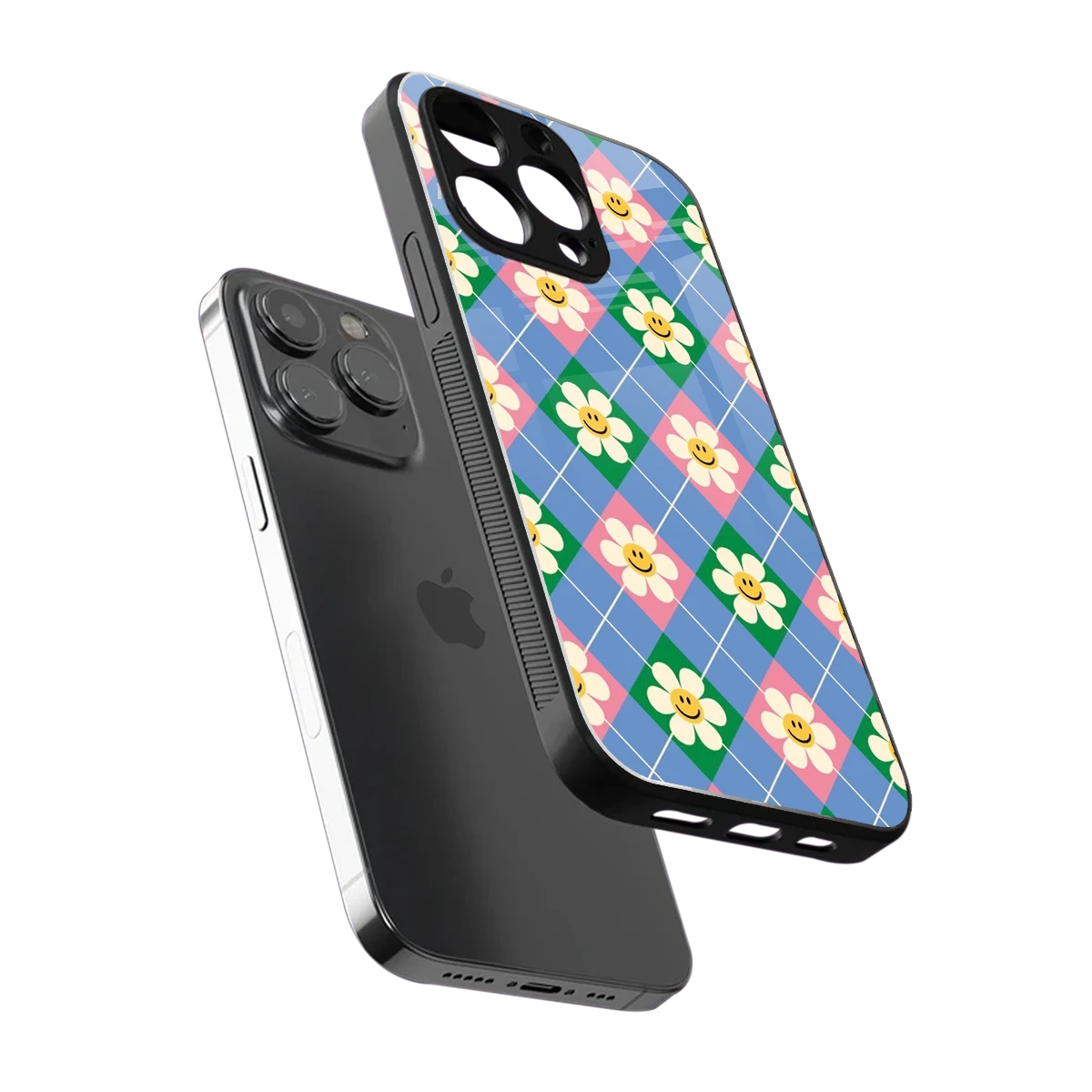 Joy Petals sleek iphone 15 pro max cover with tempered glass back and TPU edges