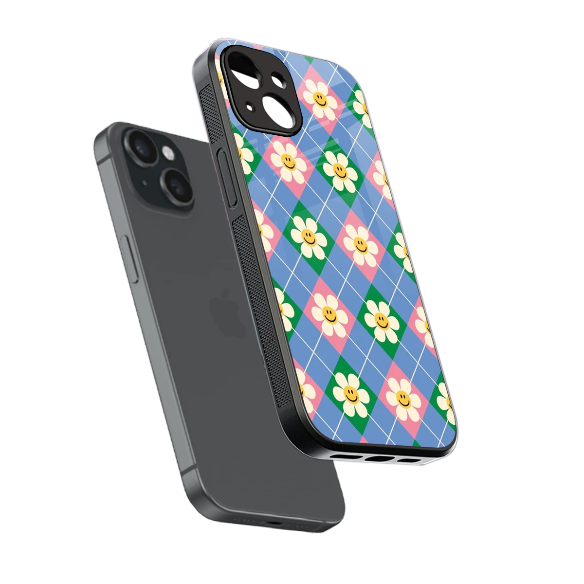 Joy Petals sleek iphone 15 cover with tempered glass back and TPU edges