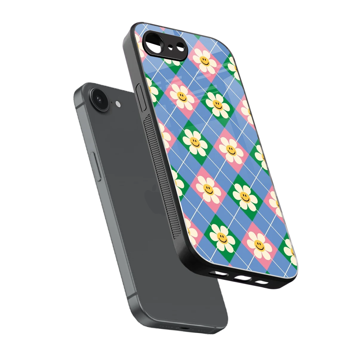 Joy Petals sleek iphone 16e cover with tempered glass back and TPU edges