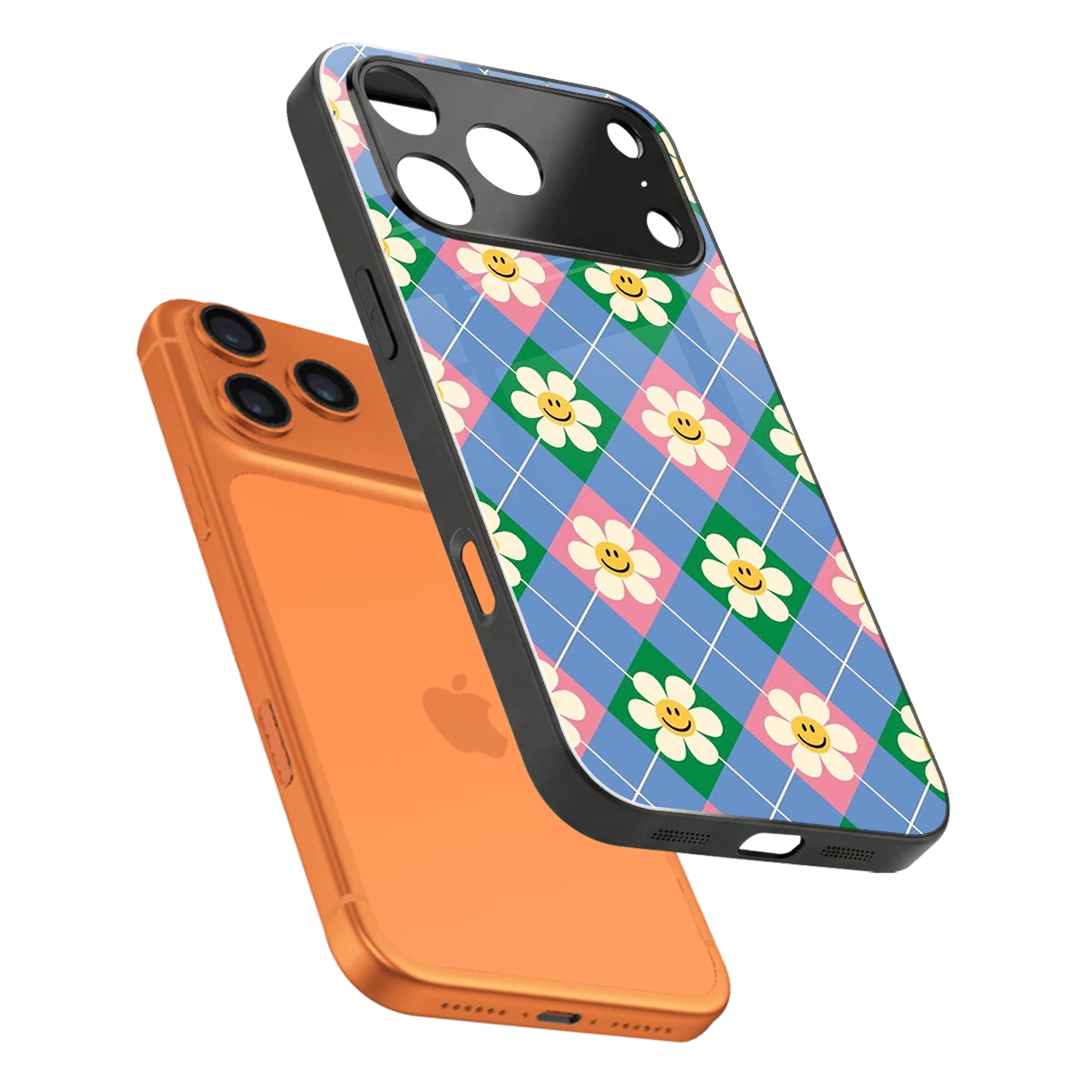 Joy Petals sleek iphone 17 pro cover with tempered glass back and TPU edges