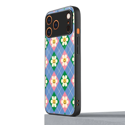 Joy Petals iphone 17 pro mobile cover | shockproof glass phone case