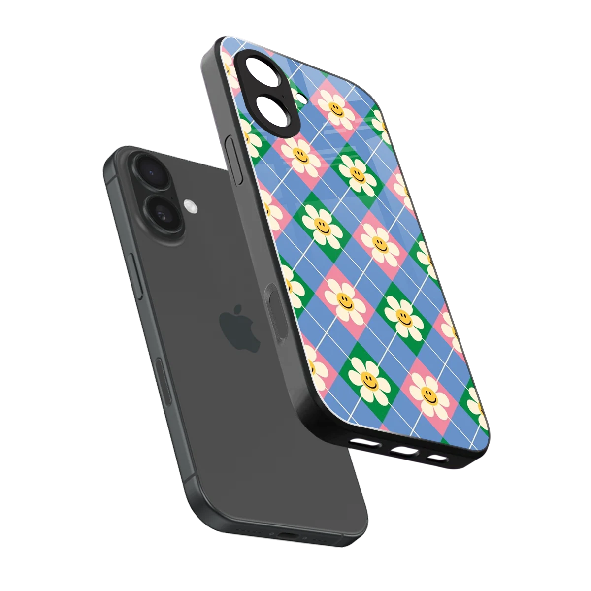 Joy Petals sleek iphone 17 cover with tempered glass back and TPU edges