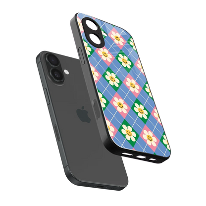 Joy Petals sleek iphone 17 cover with tempered glass back and TPU edges