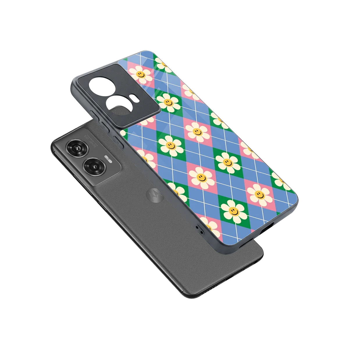 Joy Petals sleek motorola edge 50 fusion cover with tempered glass back and TPU edges