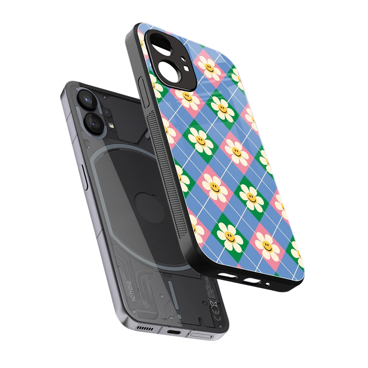 Joy Petals sleek nothing phone 1 cover with tempered glass back and TPU edges