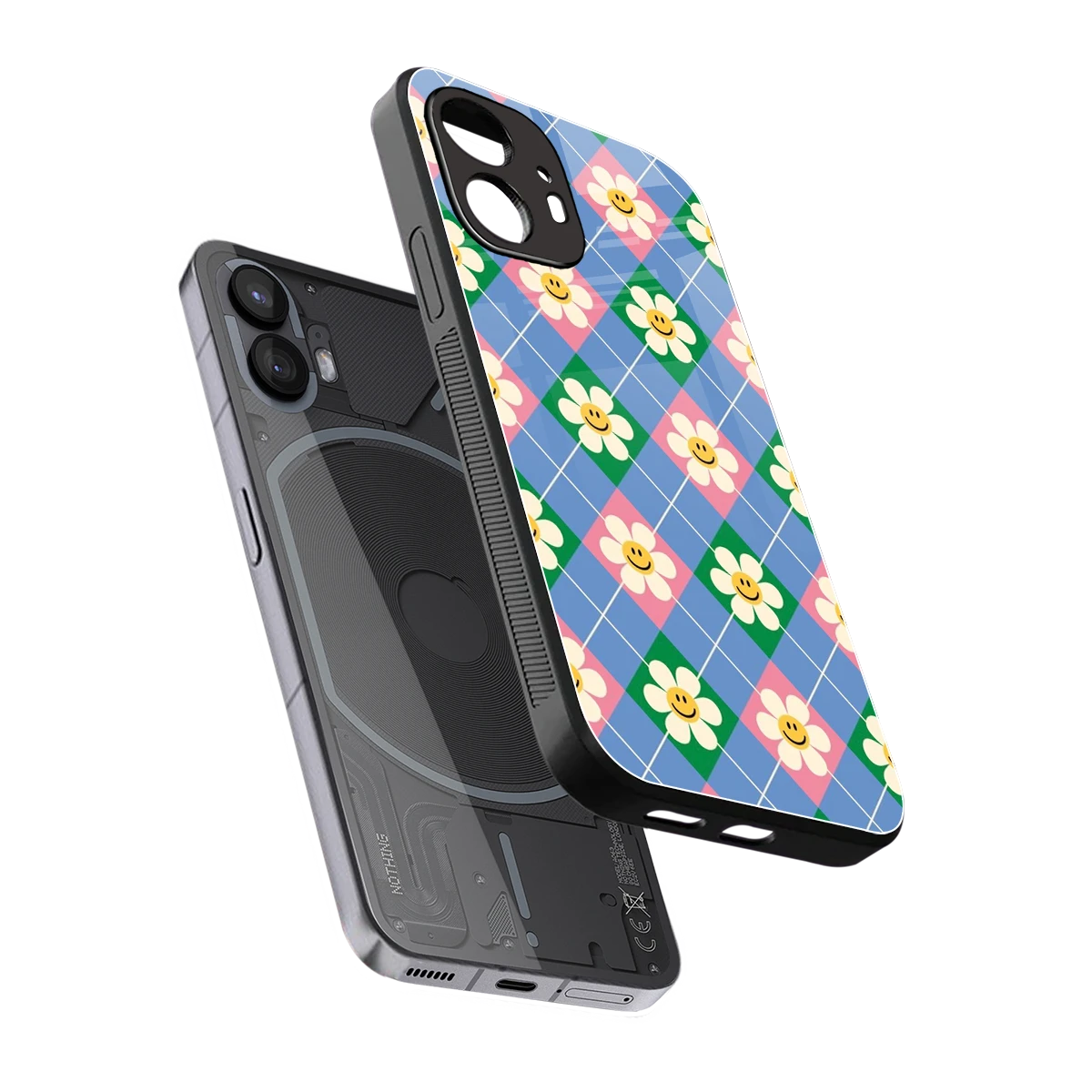 Joy Petals sleek nothing phone 2 cover with tempered glass back and TPU edges