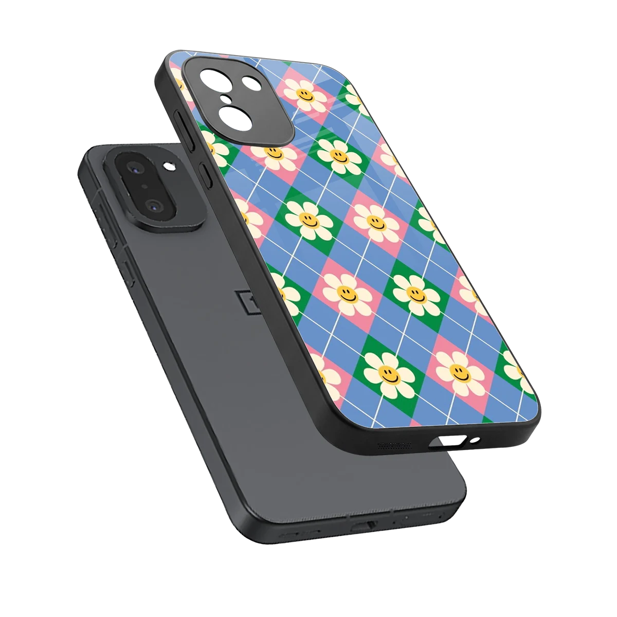 Joy Petals sleek oneplus 15r cover with tempered glass back and TPU edges