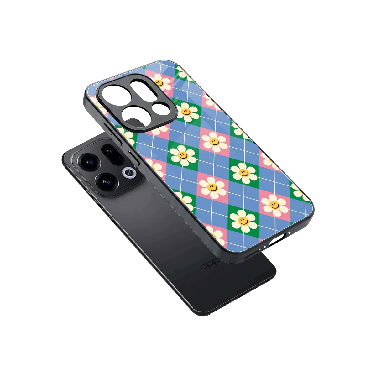 Joy Petals sleek oppo find x9 cover with tempered glass back and TPU edges