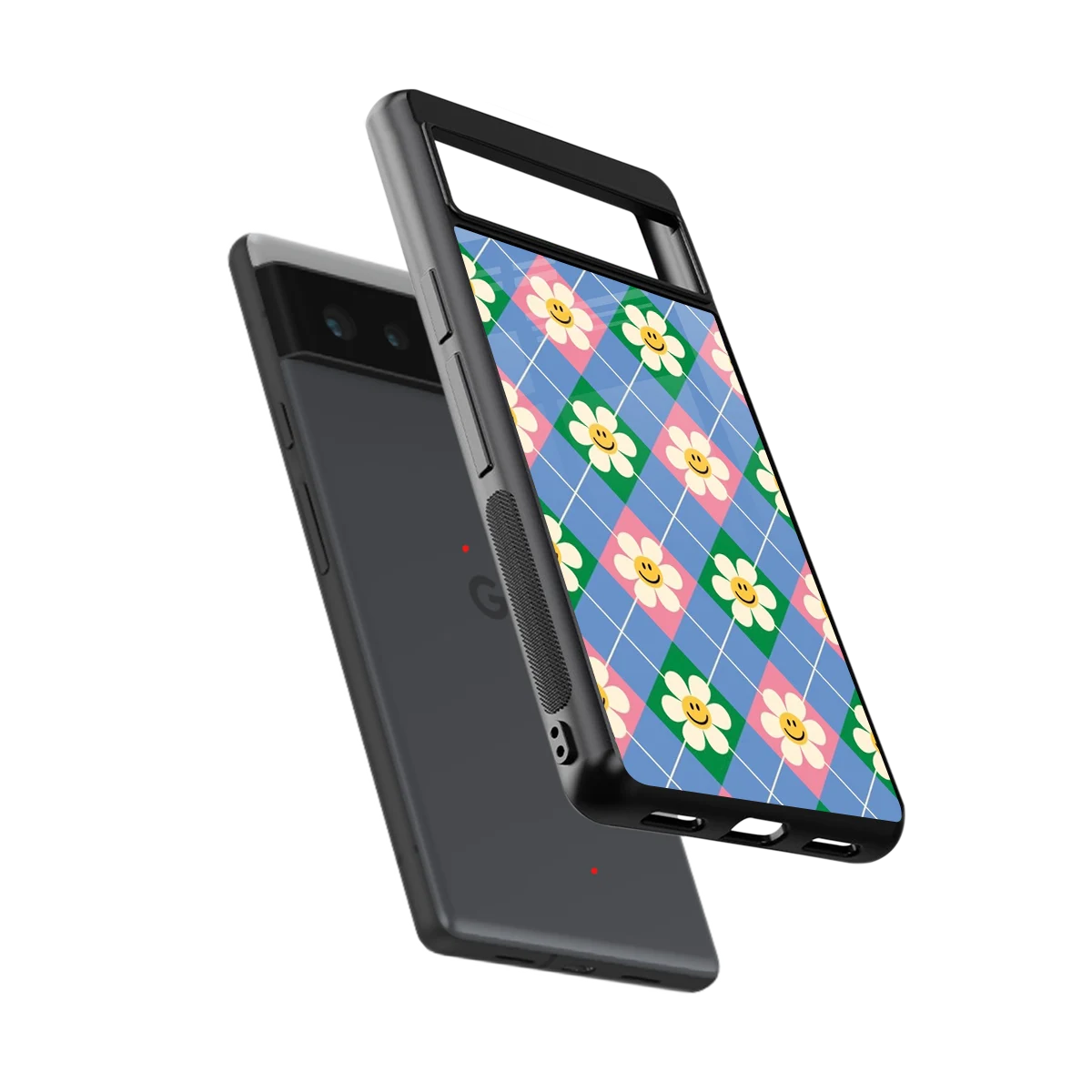 Joy Petals sleek google pixel 6 cover with tempered glass back and TPU edges