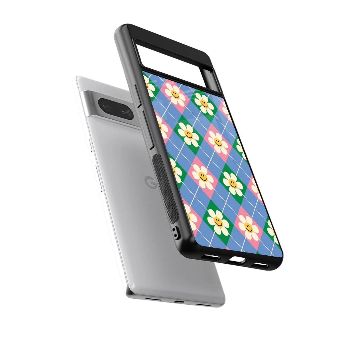 Joy Petals sleek google pixel 7a cover with tempered glass back and TPU edges