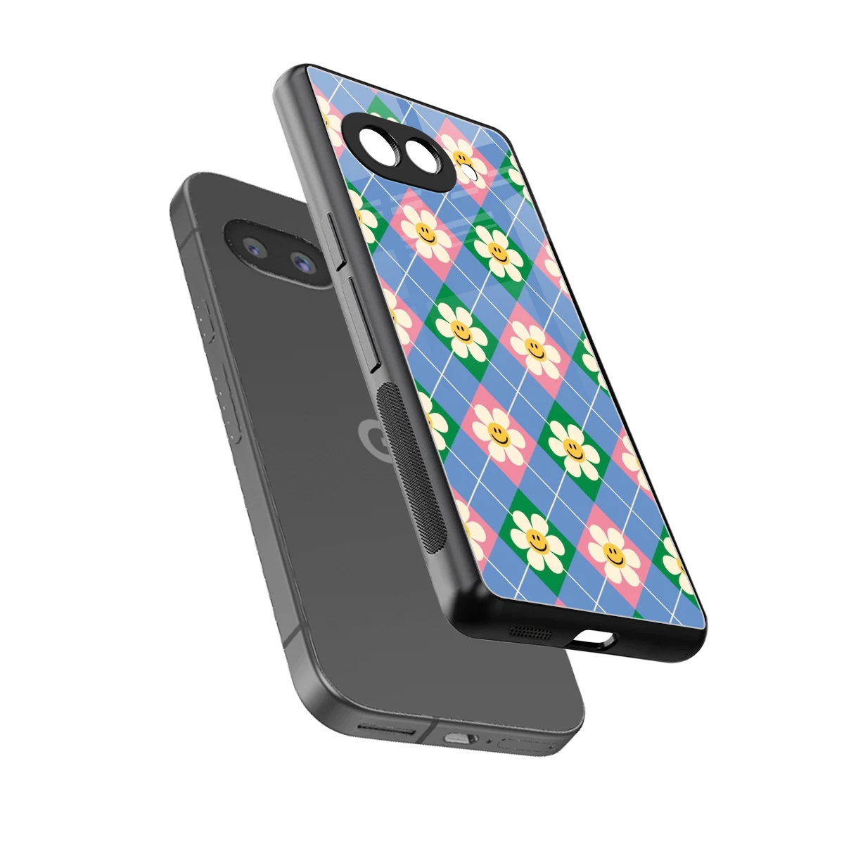 Joy Petals sleek google pixel 10a cover with tempered glass back and TPU edges