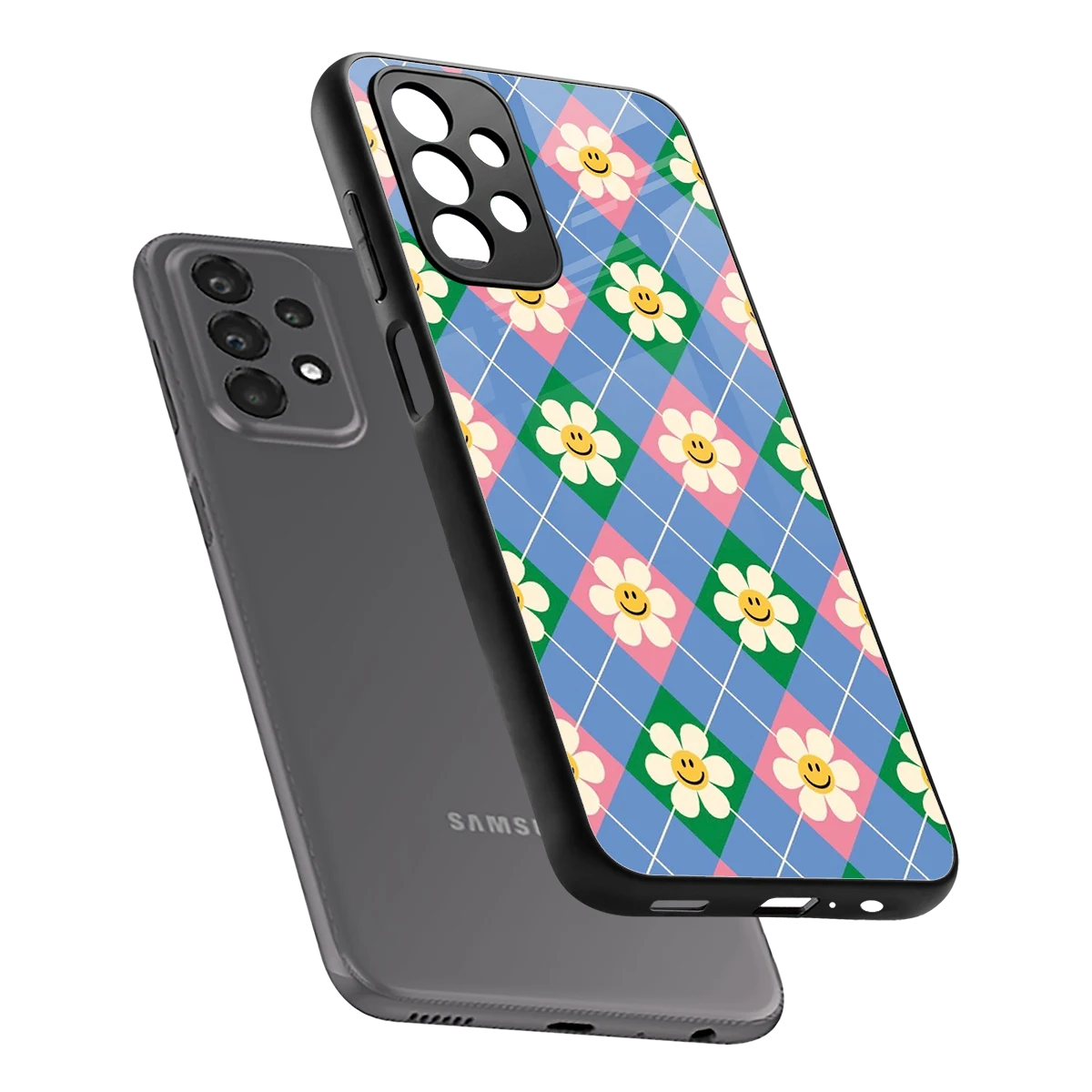Joy Petals sleek samsung galaxy a23 cover with tempered glass back and TPU edges