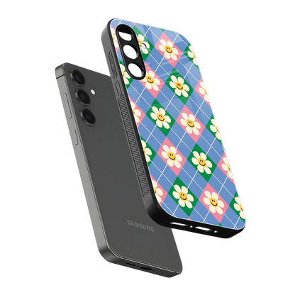Joy Petals sleek samsung galaxy a55 5g cover with tempered glass back and TPU edges