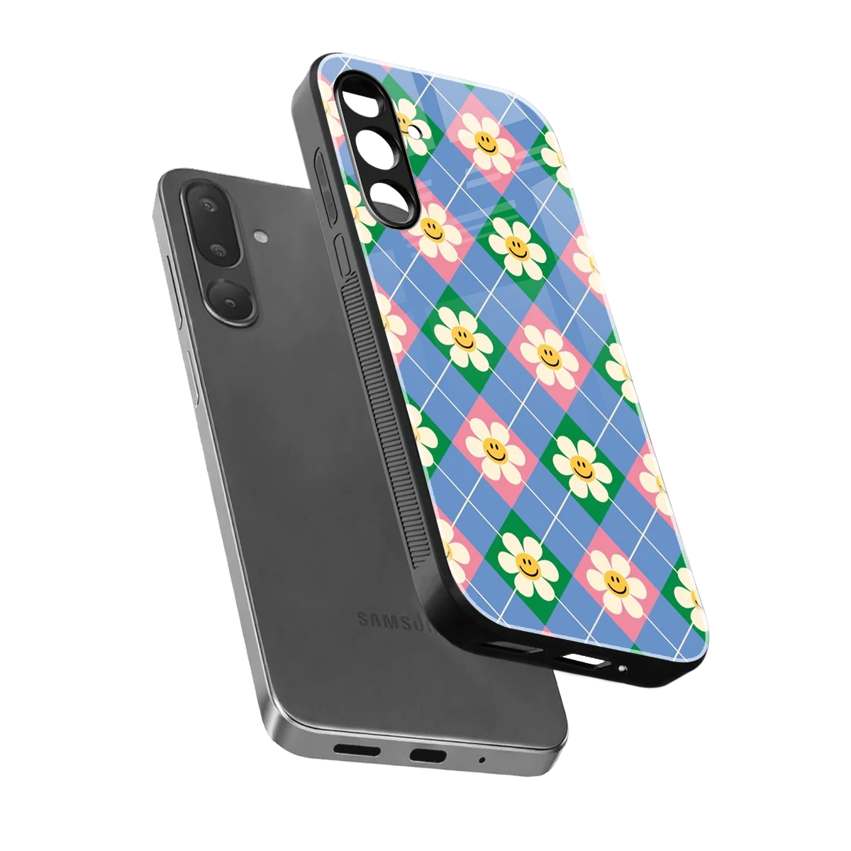 Joy Petals sleek samsung galaxy m36 5g cover with tempered glass back and TPU edges