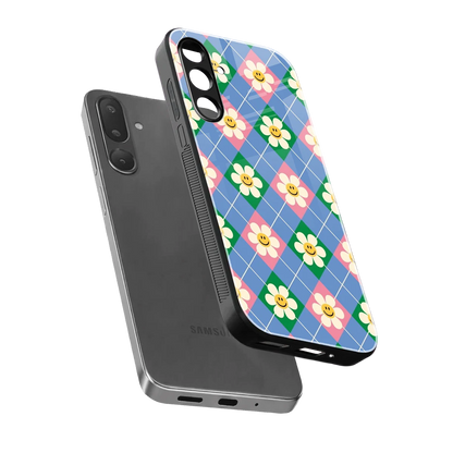 Joy Petals sleek samsung galaxy m36 5g cover with tempered glass back and TPU edges