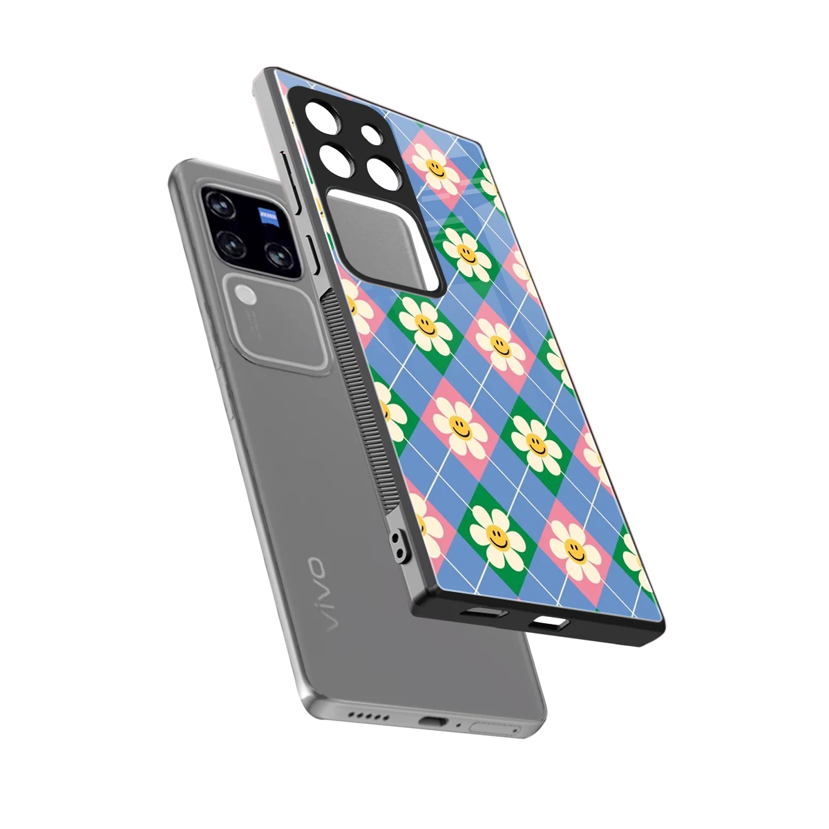 Joy Petals sleekvivo v30 pro cover with tempered glass back and TPU edges