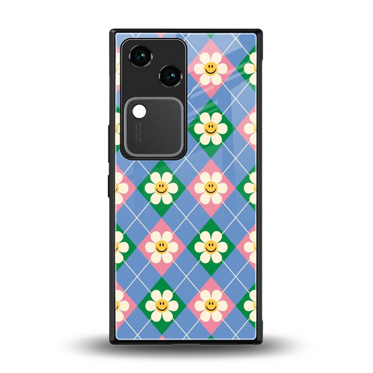 Joy Petals back phone cover | glass case for vivo v30