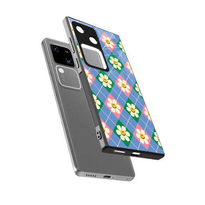 Joy Petals sleek vivo v30 cover with tempered glass back and TPU edges